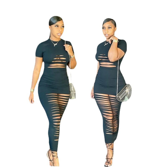 Damen Strappy Maxikleid mit aufregendem Cut-Out-Design EB