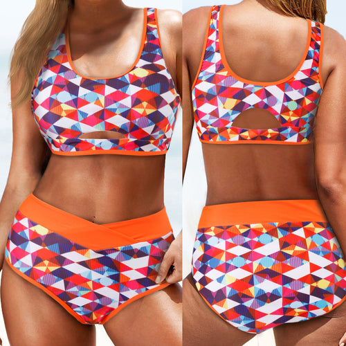 Damen Sportliches Bikini-Set mit geometrischem Muster EB