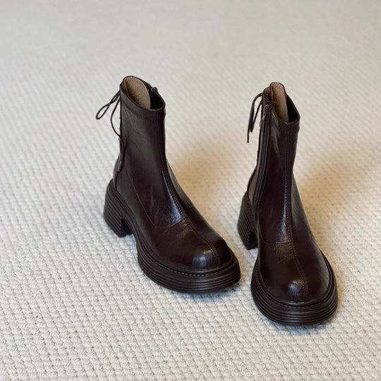 Damen Stiefeletten mit komfortablem Plateau und modischem Schnürdesign EB