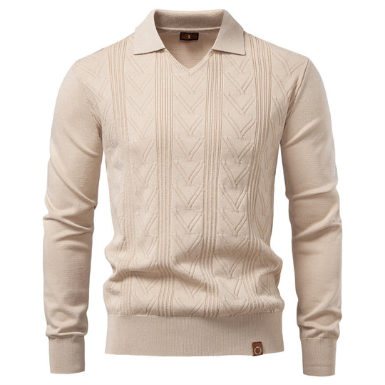 Herren Pullover mit V-Ausschnitt und strukturiertem Design EB