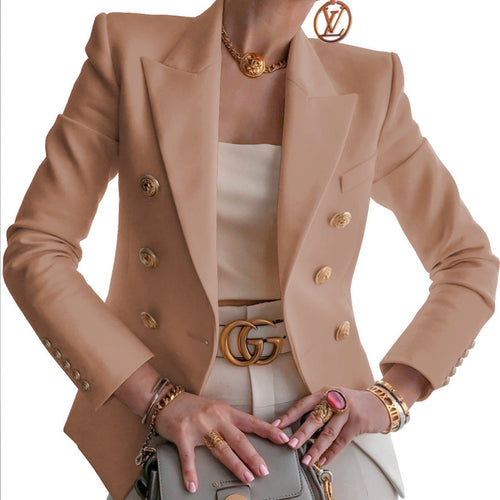 Damen Elegante Doppelreihige Blazerjacke mit goldenen Knöpfen EB