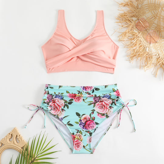 Damen Hochtailliertes Bikini-Set mit verstellbaren Trägern EB