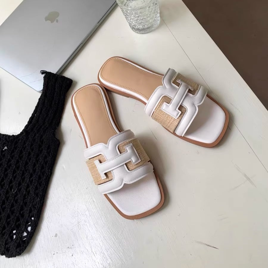 Damen modische Slipper mit elegantem Riemendesign und gepolstertem Fußbett EB