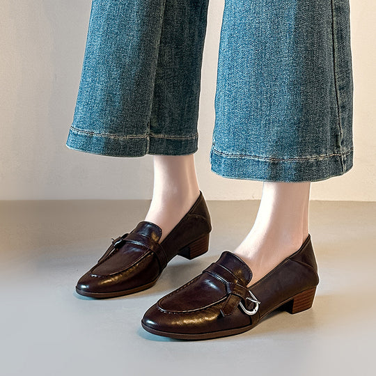 Damen Elegante Mokassins mit modischem Schnallen-Detail EB