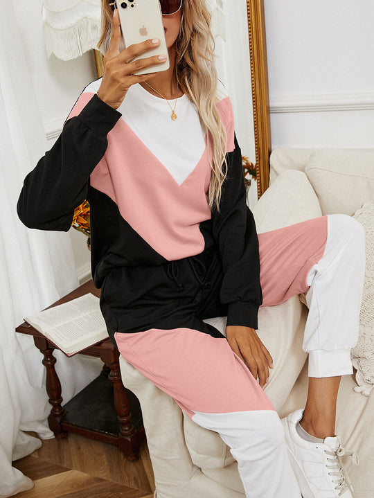 Damen Sportlicher Freizeitanzug mit Farbblockdesign EB