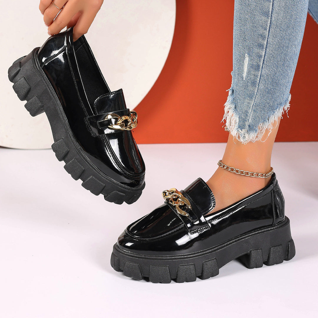 Damen Chunky Loafers mit modischer Kettenapplikation EB