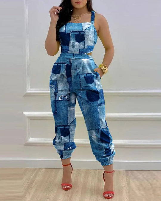 Damen lässiger Overall mit floralem Design EB