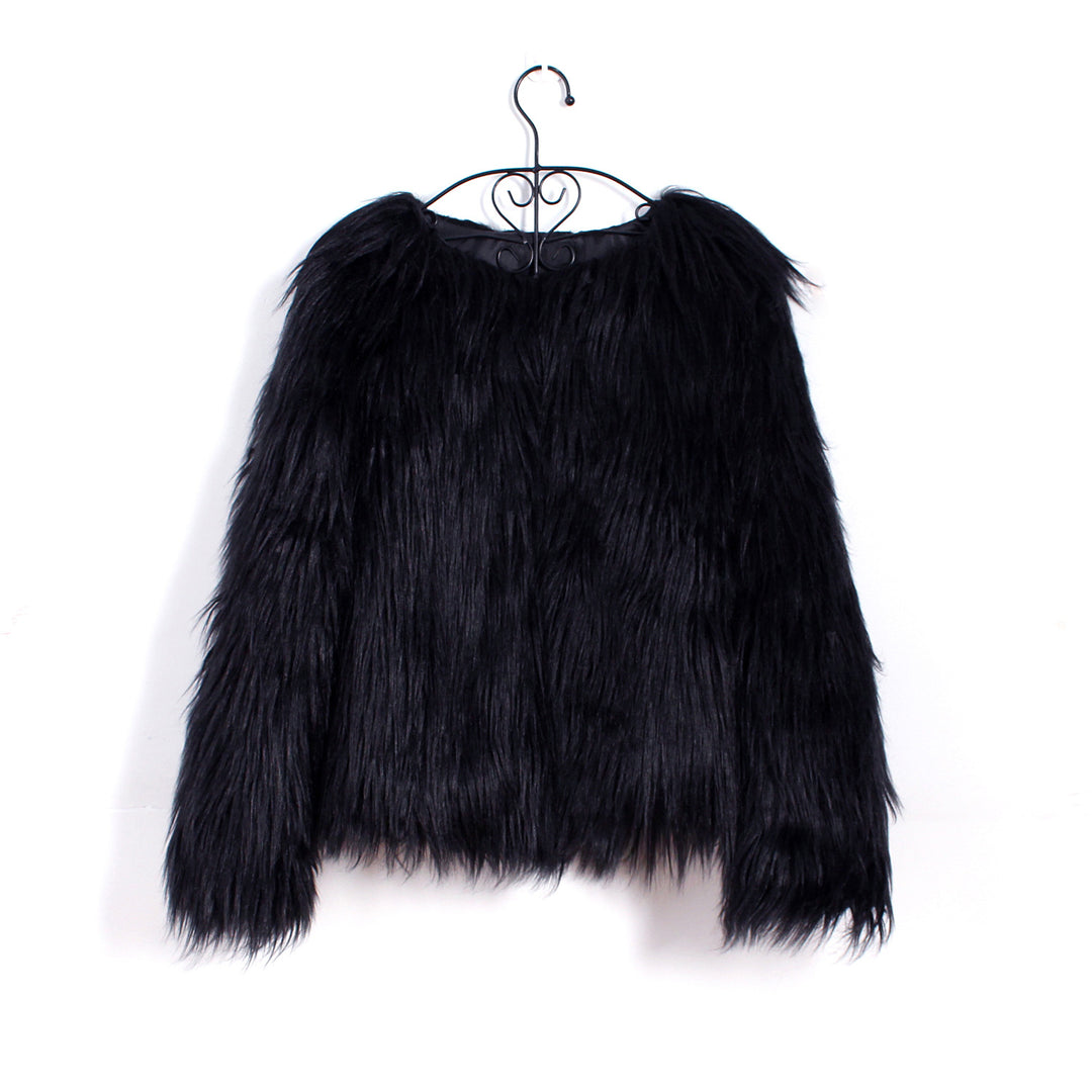 Damen Flauschige Kunstpelzjacke mit lässigem Schnitt EB