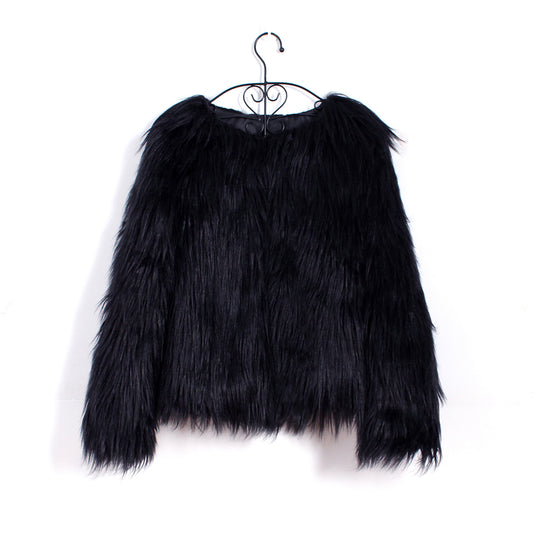 Damen Flauschige Kunstpelzjacke mit lässigem Schnitt EB