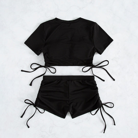 Damen Sportliches Crop-Top und Shorts Set EB