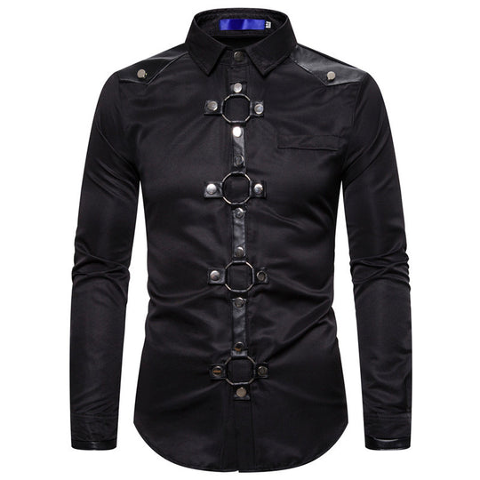 Herren Designerhemd mit eleganter Kunststoffgarnitur und kontrastierenden Belegen EB