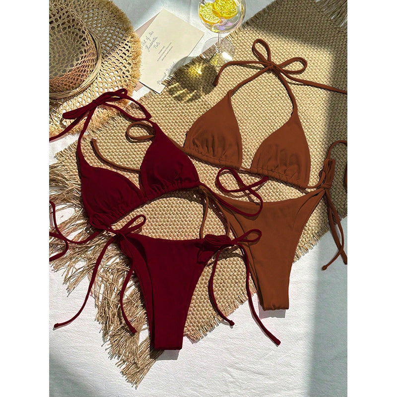 Damen Triangel-Bikini Set mit verstellbaren Bindebändern EB