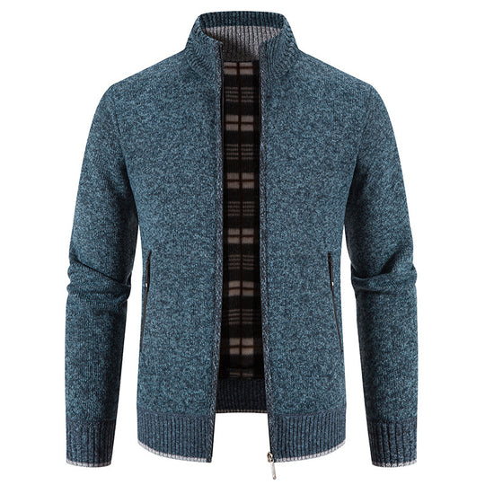 Herren Strickjacke mit hohem Kragen und praktischen Reißverschlusstaschen EB