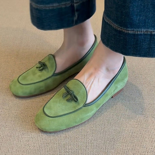 Damen Wildleder Slipper mit dekorativem Schleifendetail EB