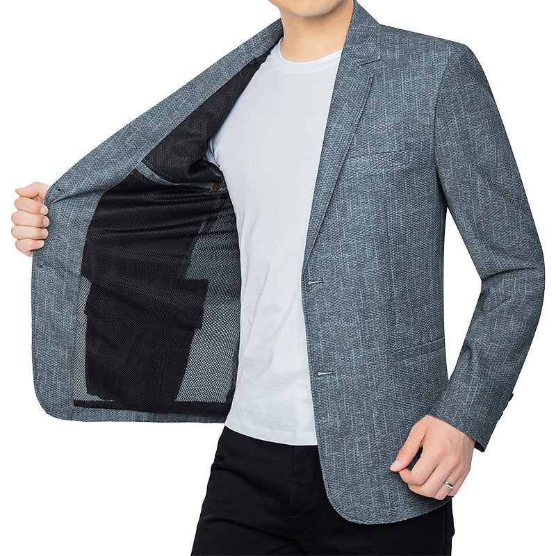 Herren Unstrukturiertes Slim-Fit Sakko mit leichtem Stretch und halber Innenfütterung EB