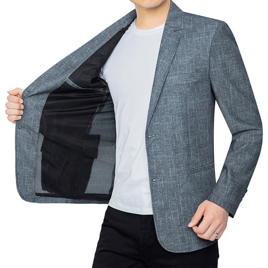 Herren Unstrukturiertes Slim-Fit Sakko mit leichtem Stretch und halber Innenfütterung EB