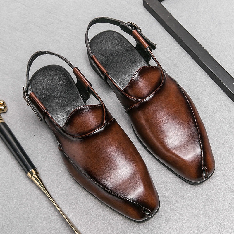 Damen elegante Leder-Mokassins mit verstellbarem Riemen EB
