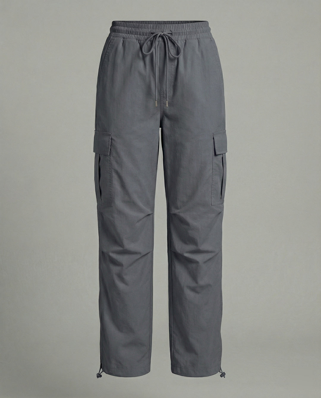 Damen nan ultraleichte Freizeit-Hose mit hohem Elastikbund, Kordelzug und verstellbarem Beinabschluss EB