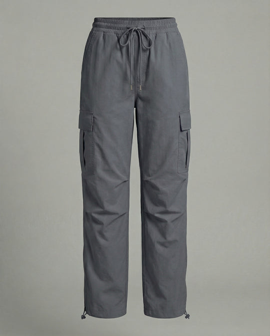 Damen nan ultraleichte Freizeit-Hose mit hohem Elastikbund, Kordelzug und verstellbarem Beinabschluss EB