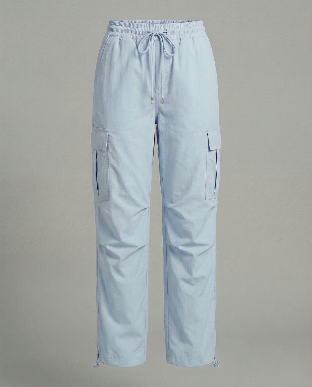 Damen nan ultraleichte Freizeit-Hose mit hohem Elastikbund, Kordelzug und verstellbarem Beinabschluss EB