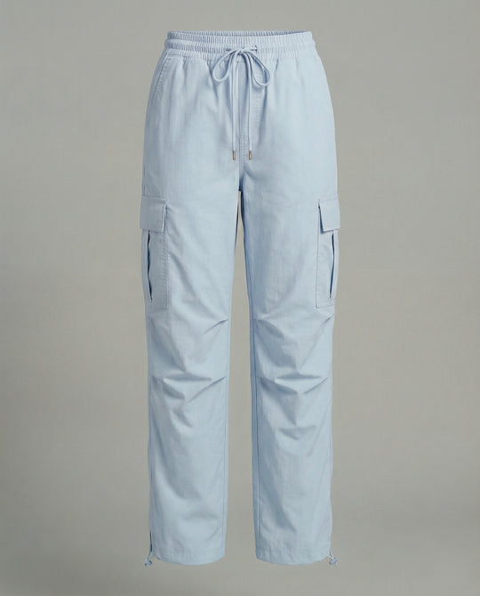 Damen nan ultraleichte Freizeit-Hose mit hohem Elastikbund, Kordelzug und verstellbarem Beinabschluss EB