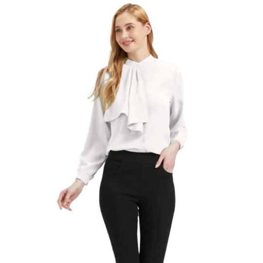 Damen Bluse mit eleganter Rüschendetails und Kragen EB