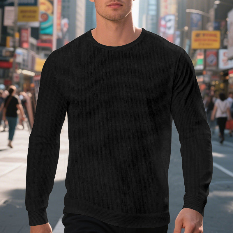 Herren lässiger Rundhalspullover mit strukturiertem Design EB