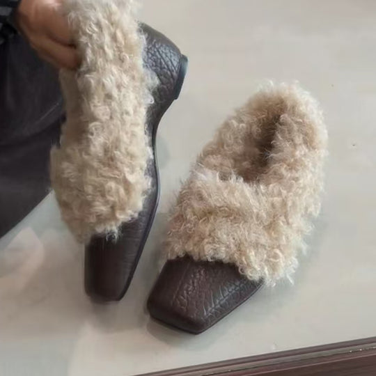 Damen Mokassins mit flauschigem Kragen und stylischem Design EB