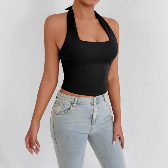 Damen Hochgeschlossenes Tanktop mit Quadrat-Ausschnitt EB