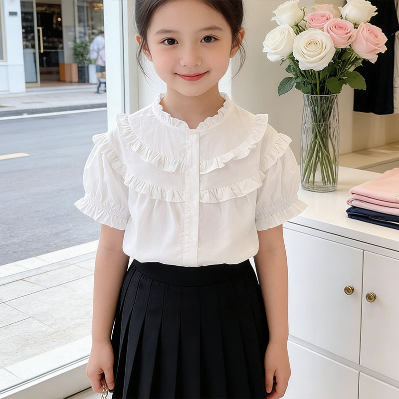 Mädchen Rüschenbluse mit elegantem Kragen EB