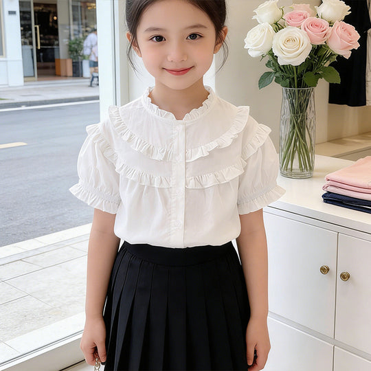 Mädchen Rüschenbluse mit elegantem Kragen EB