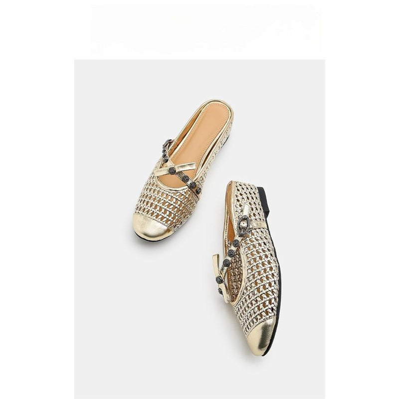 Damen elegante Ballerinas mit transparentem Netzdesign EB