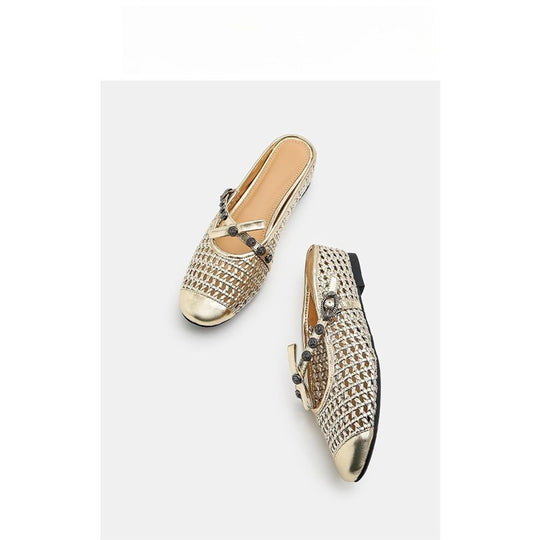 Damen elegante Ballerinas mit transparentem Netzdesign EB