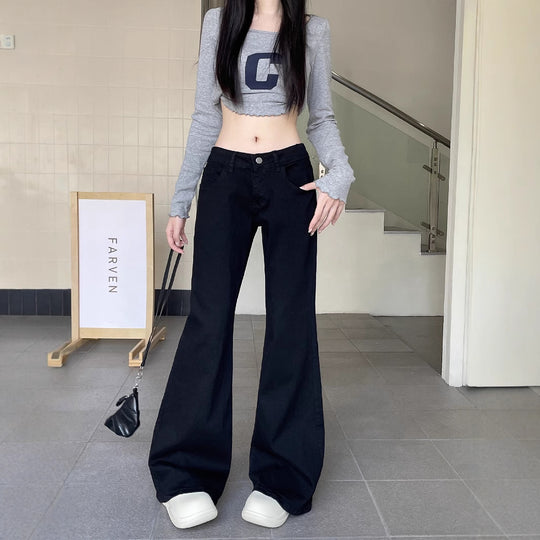Damen Weite Flared Jeans mit hohem Bund und modernem Schnitt EB