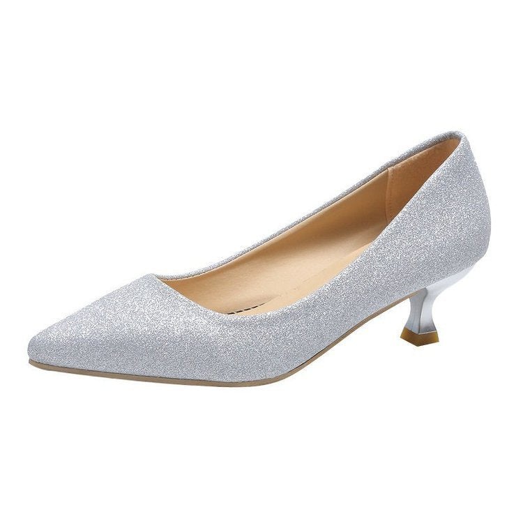 Damen schimmernde Pumps mit elegantem Blockabsatz EB
