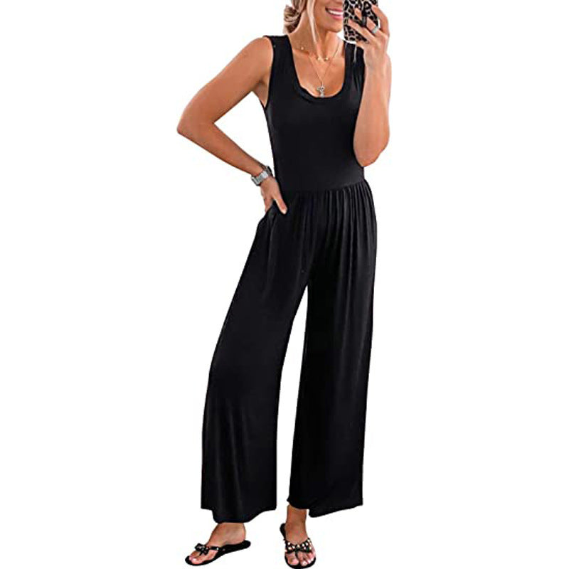 Damen Weit geschnittener Jersey-Jumpsuit EB