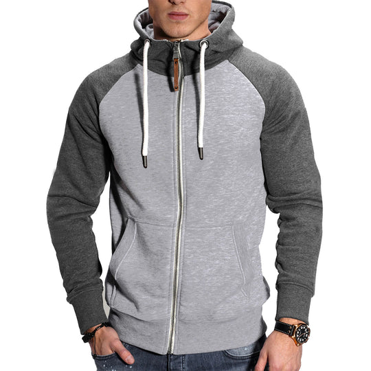 Herren raffinierter Kapuzenpullover mit hochwertigem Reißverschluss EB