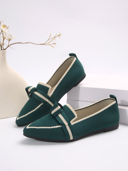 Damen elegante Slip-On Ballerinas mit modischem Knopfdetail EB