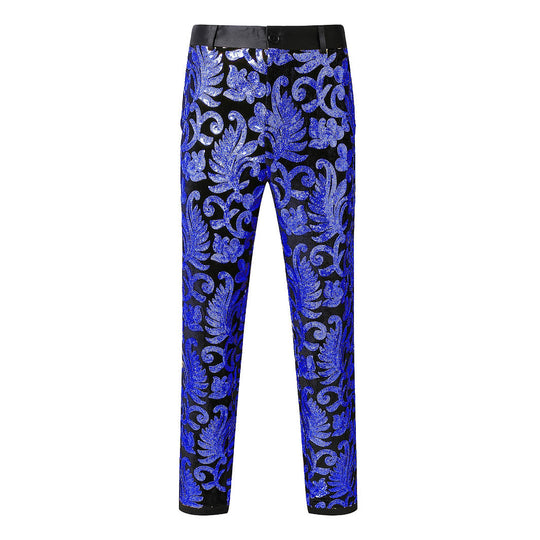 Herren Glitzernde Veranstaltungs-Hose mit floralem Muster EB