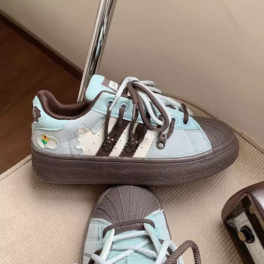 Damen Sportliche Sneakers mit einzigartiger Textur und bequemer Schnürung EB