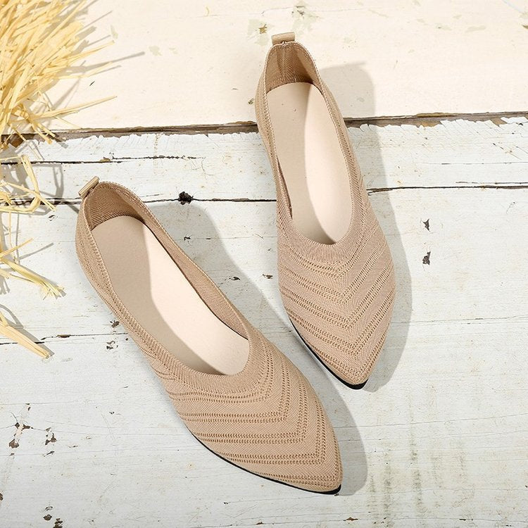 Damen elegante Mules mit hohem Schnitt und modischem Strickdesign EB