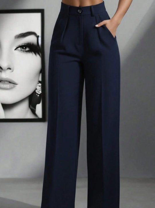 Damen elegante weite Bundfaltenhose EB