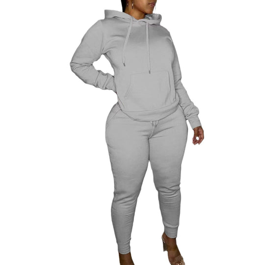 Damen nan tailliertes Hoodie- und Jogginghose-Set mit Kängurutasche, hohem Komfortbund und gerippten Knöchelbündchen EB