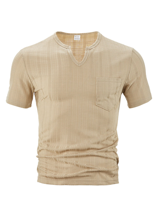 Herren Kurzarm T-Shirt mit V-Ausschnitt und Brusttasche EB