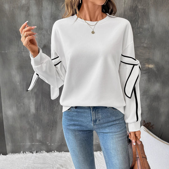 Damen sportliches Sweatshirt mit kontrastierenden Ärmeldetails EB