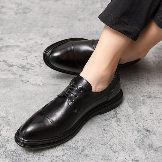 Herren elegante Vollleder Derby-Schnürschuhe mit gepolstertem Komfortfußbett EB
