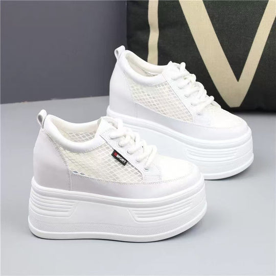 Damen Plateau Sneakers mit atmungsaktivem Netzdesign und rutschfester Sohle EB
