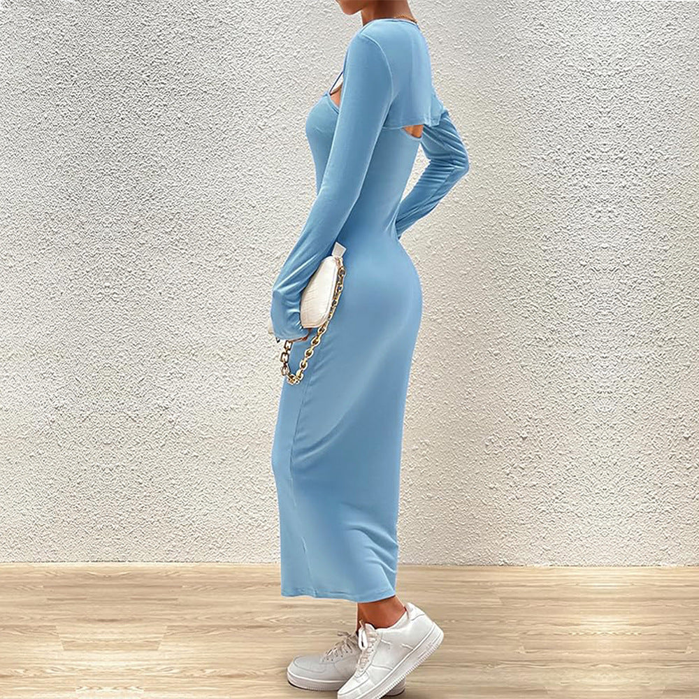 Damen schlankes Maxikleid mit Spaghettiträgern und abnehmbaren Bolero-Ärmeln Eichborn Berlin