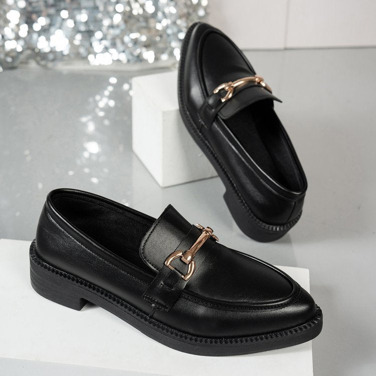 Damen  Lacklederoptik Loafer mit dekorativem Metall-Bit und profilierter Gummisohle EB