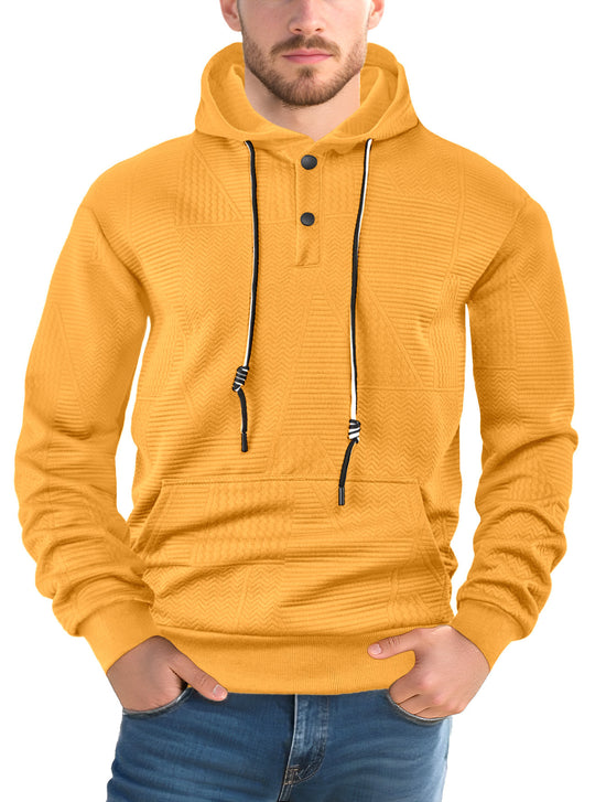 Herren modischer Kapuzenpullover mit strukturiertem Gewebe und Knopfleiste EB